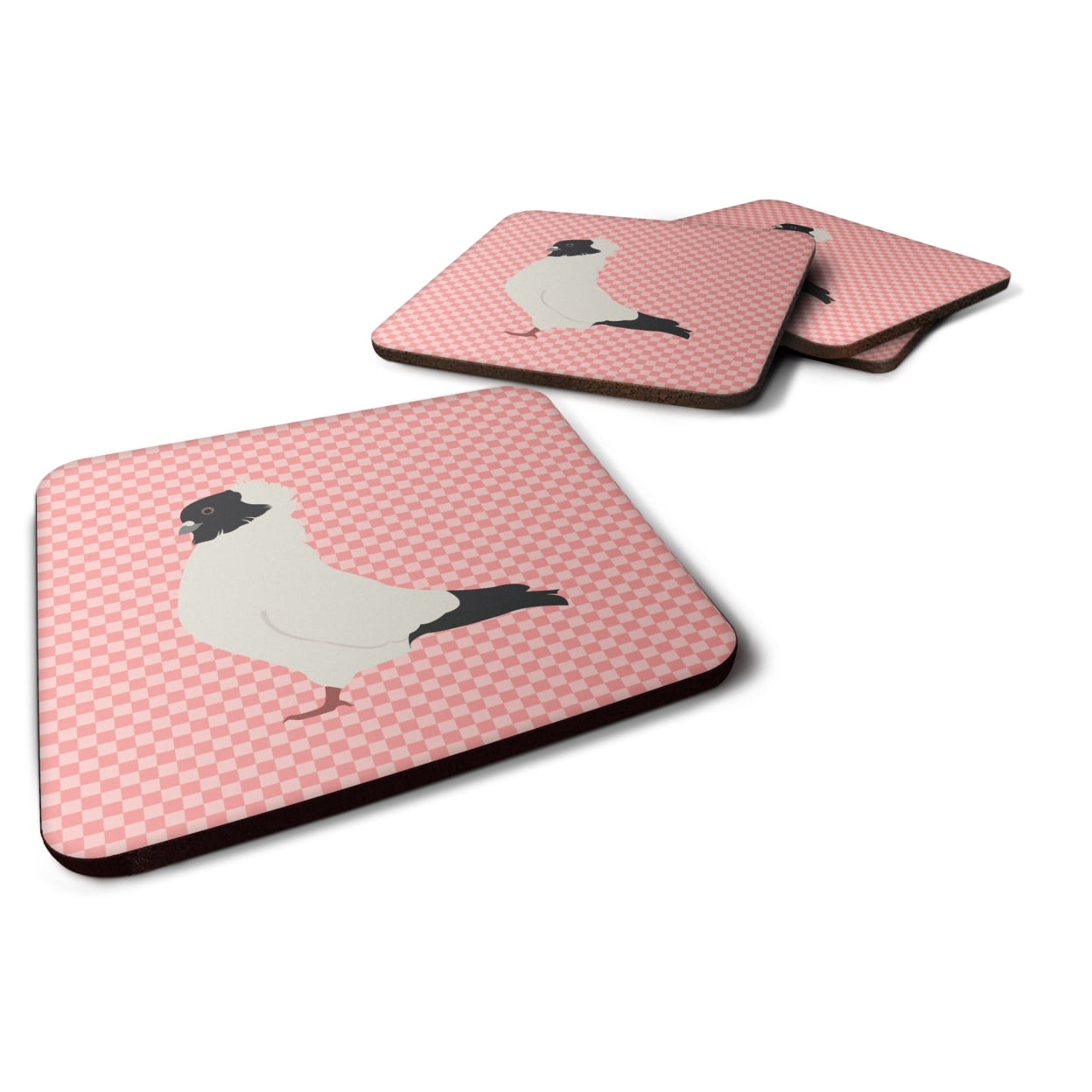 Nun Pigeon Pink Check Foam Coaster - Pink