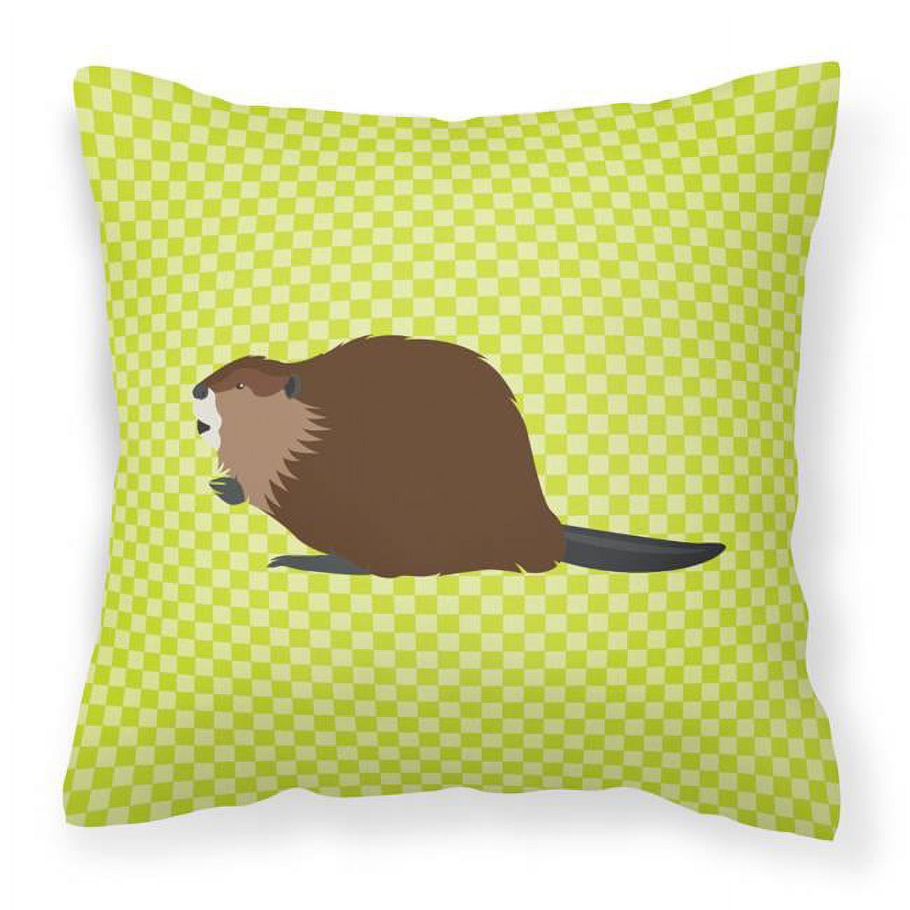 Eurasian Beaver Green Fabric Decorative Pillow - 18 x 18 in.