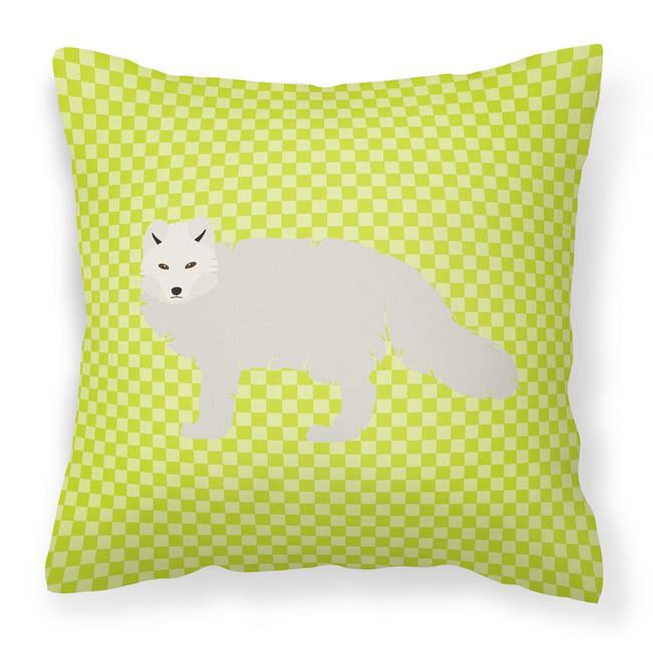 White Arctic Fox Green Fabric Decorative Pillow - 18 x 18 in.