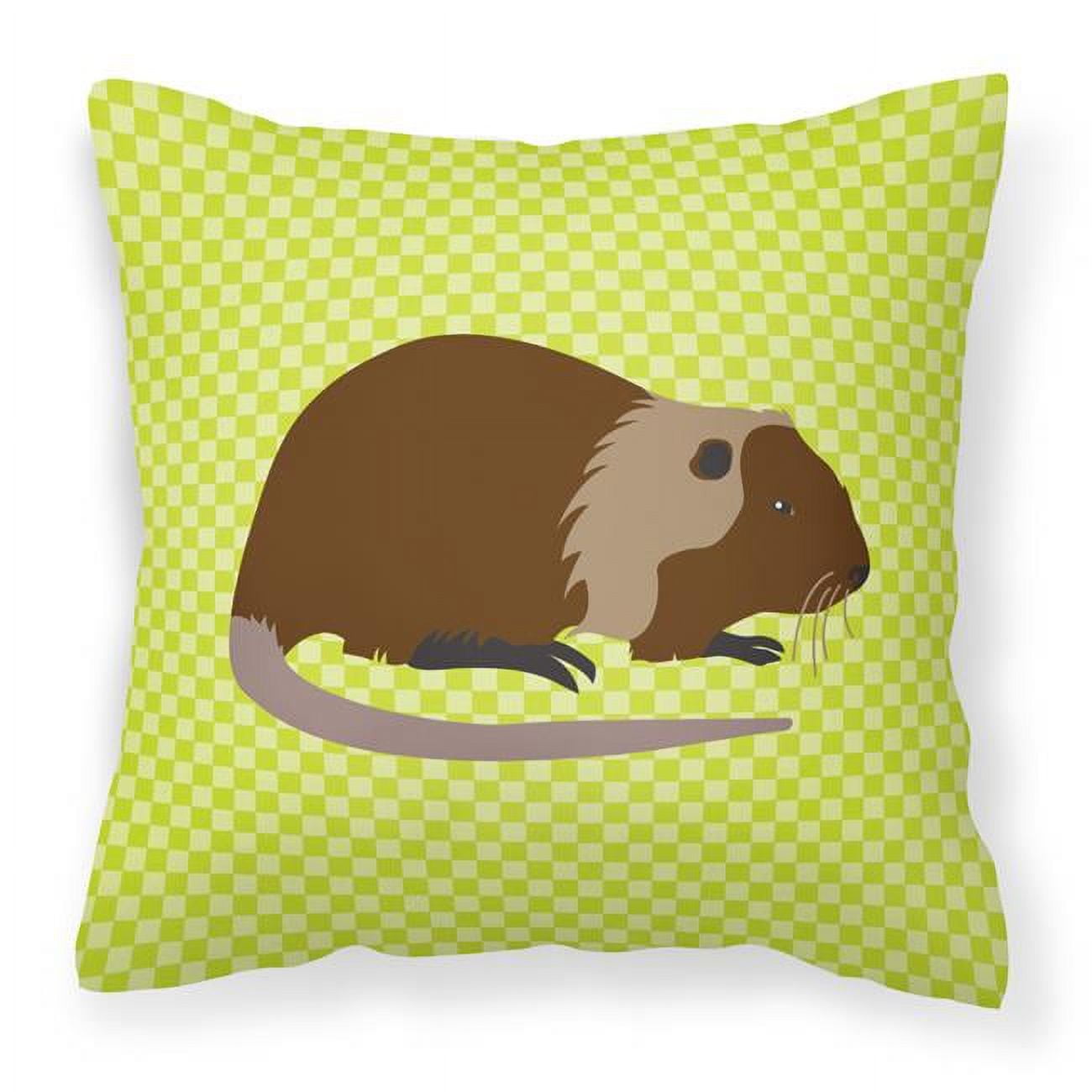 Coypu Nutria River Rat Green Fabric Decorative Pillow - 18 x 18 in.