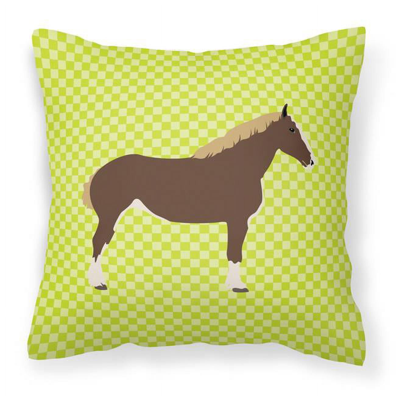 Picture of Carolines Treasures BB7732PW1818 Percheron Horse Green Fabric Decorative Pillow, 18 x 18 in.