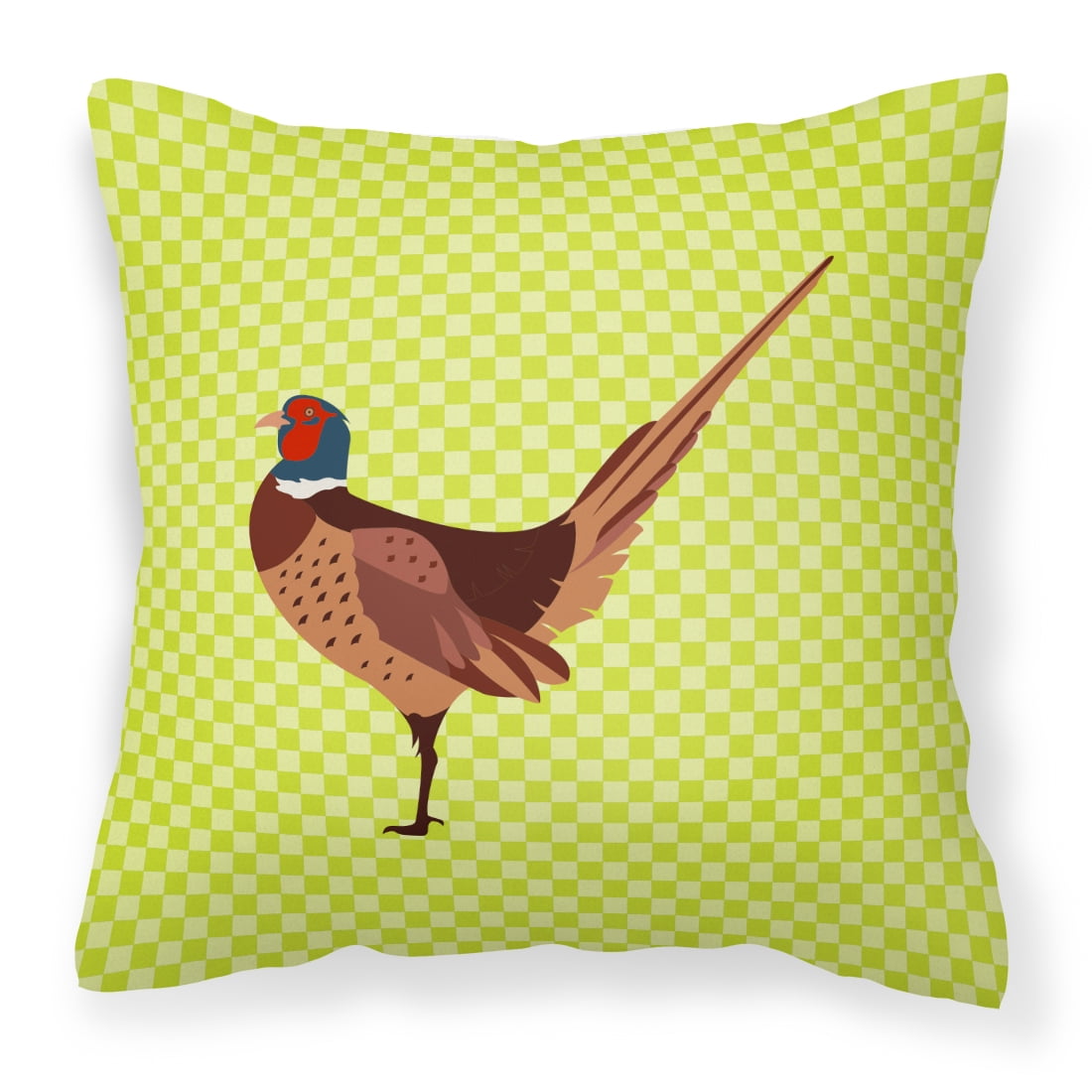 Ring Necked Common Pheasant Green Fabric Decorative Pillow - 18 x 18 in.
