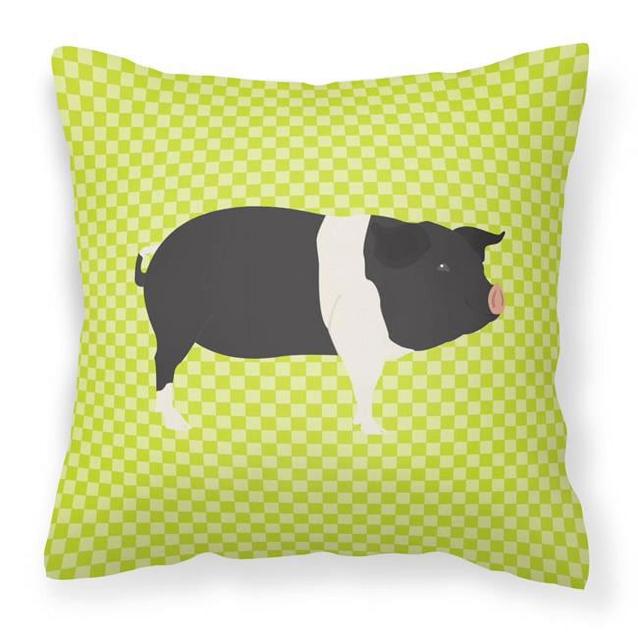 Hampshire Pig Green Fabric Decorative Pillow - 18 x 18 in.