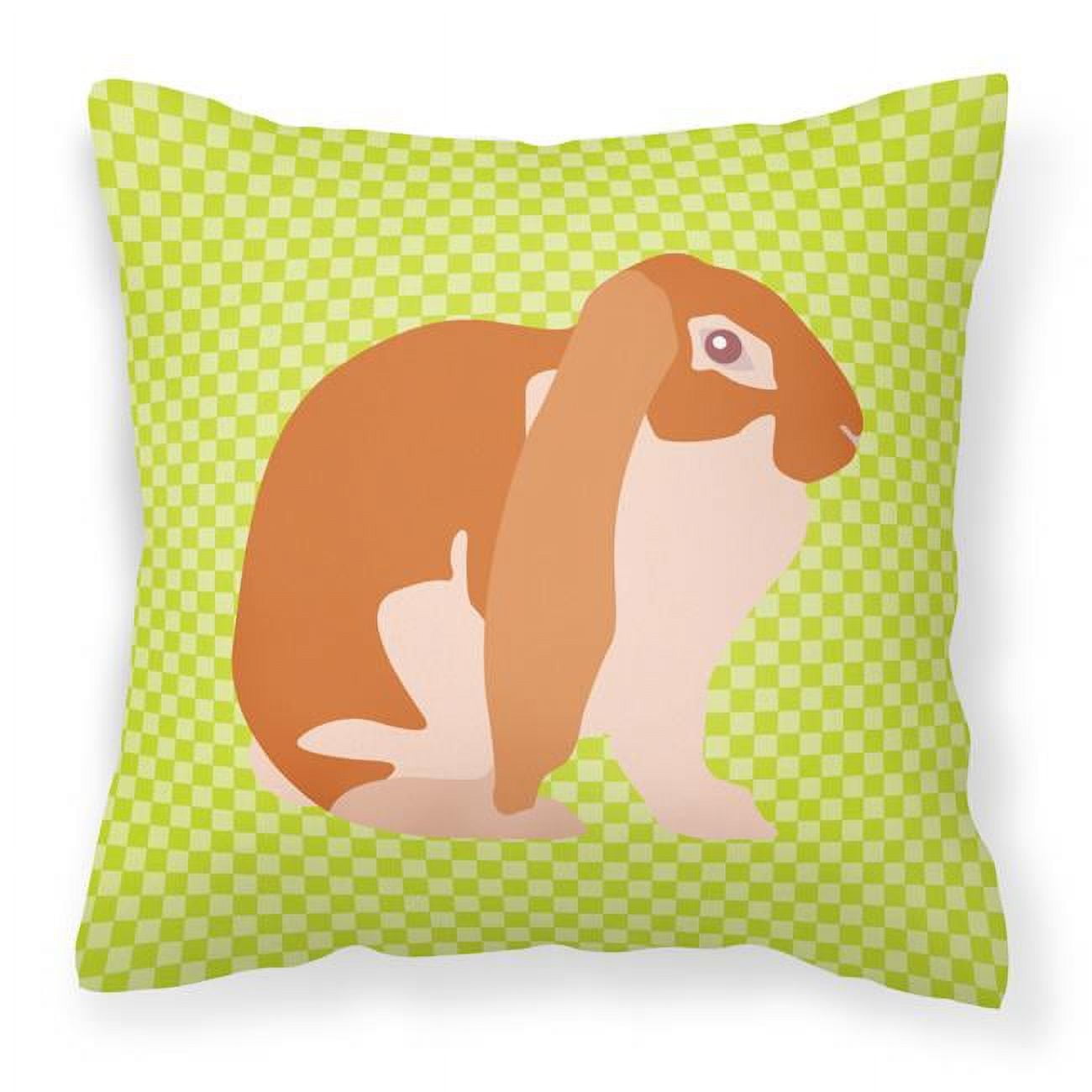 English Lop Rabbit Green Fabric Decorative Pillow - 18 x 18 in.