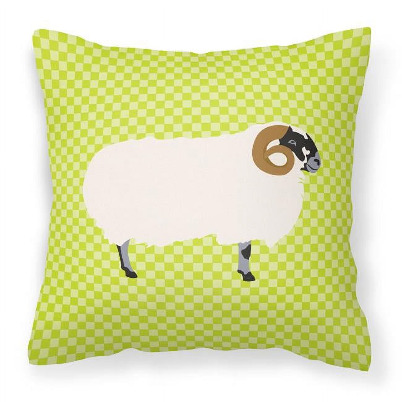 Scottish Blackface Sheep Green Fabric Decorative Pillow - 18 x 18 in.