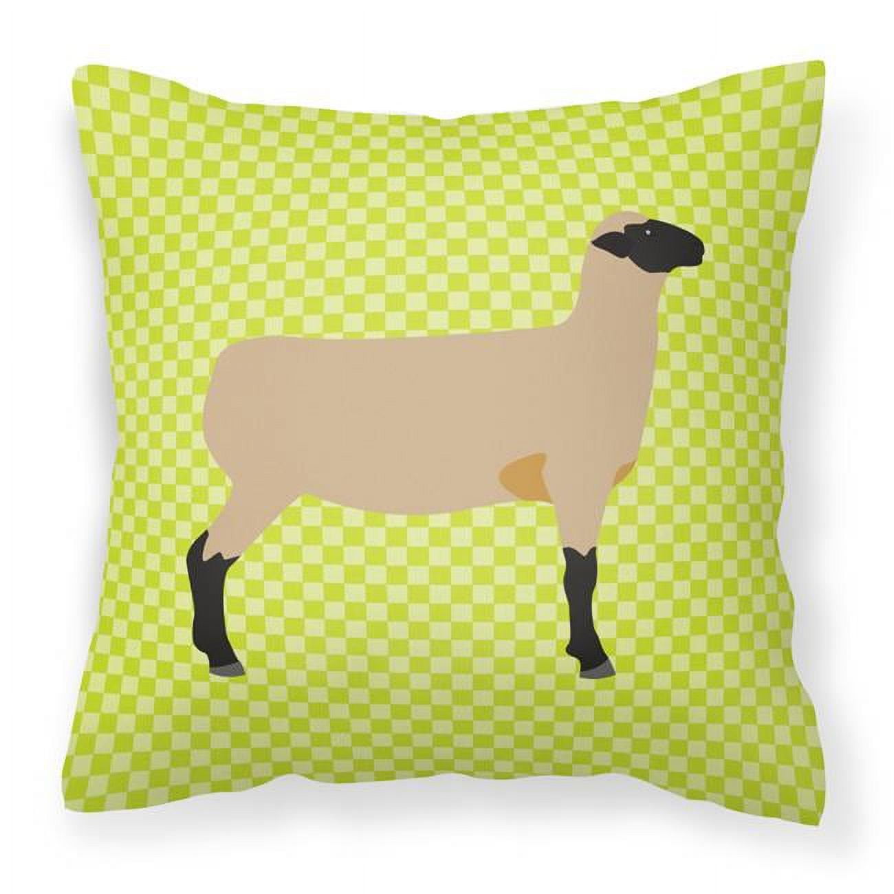 Hampshire Down Sheep Green Fabric Decorative Pillow - Green - 18 x 18 in.