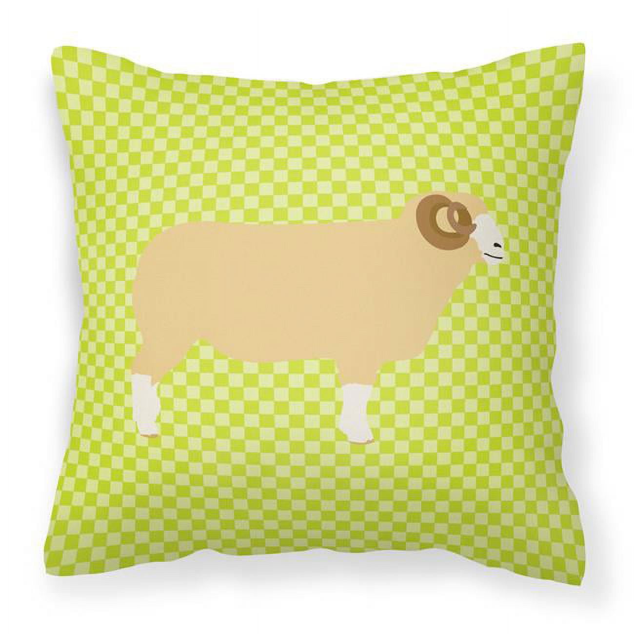 Horned Dorset Sheep Green Fabric Decorative Pillow - 18 x 18 in.
