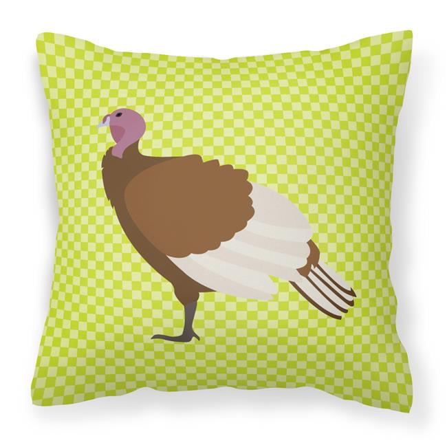 Bourbon Red Turkey Hen Green Fabric Decorative Pillow - 18 x 18 in.