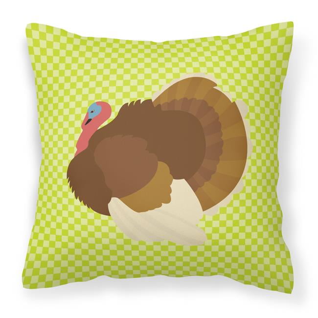 French Turkey Dindon Green Fabric Decorative Pillow - Green - 18 x 18 in.