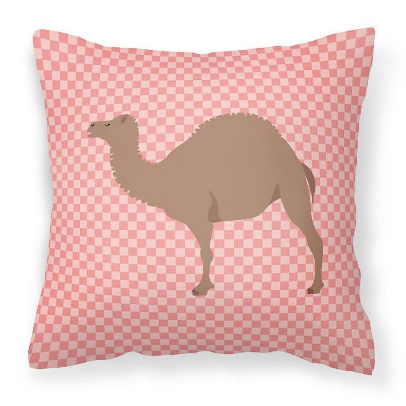 F1 Hybrid Camel Pink Check Fabric Decorative Pillow - 18 x 18 in.