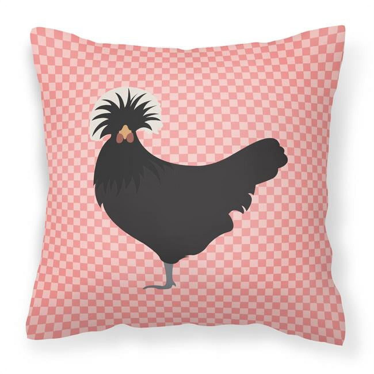 Polish Poland Chicken Pink Check Fabric Decorative Pillow - 18 x 18 in.