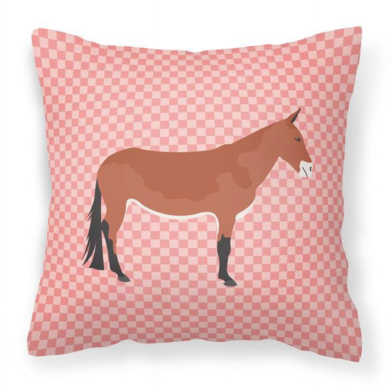 Mule Pink Check Fabric Decorative Pillow - 18 x 18 in.