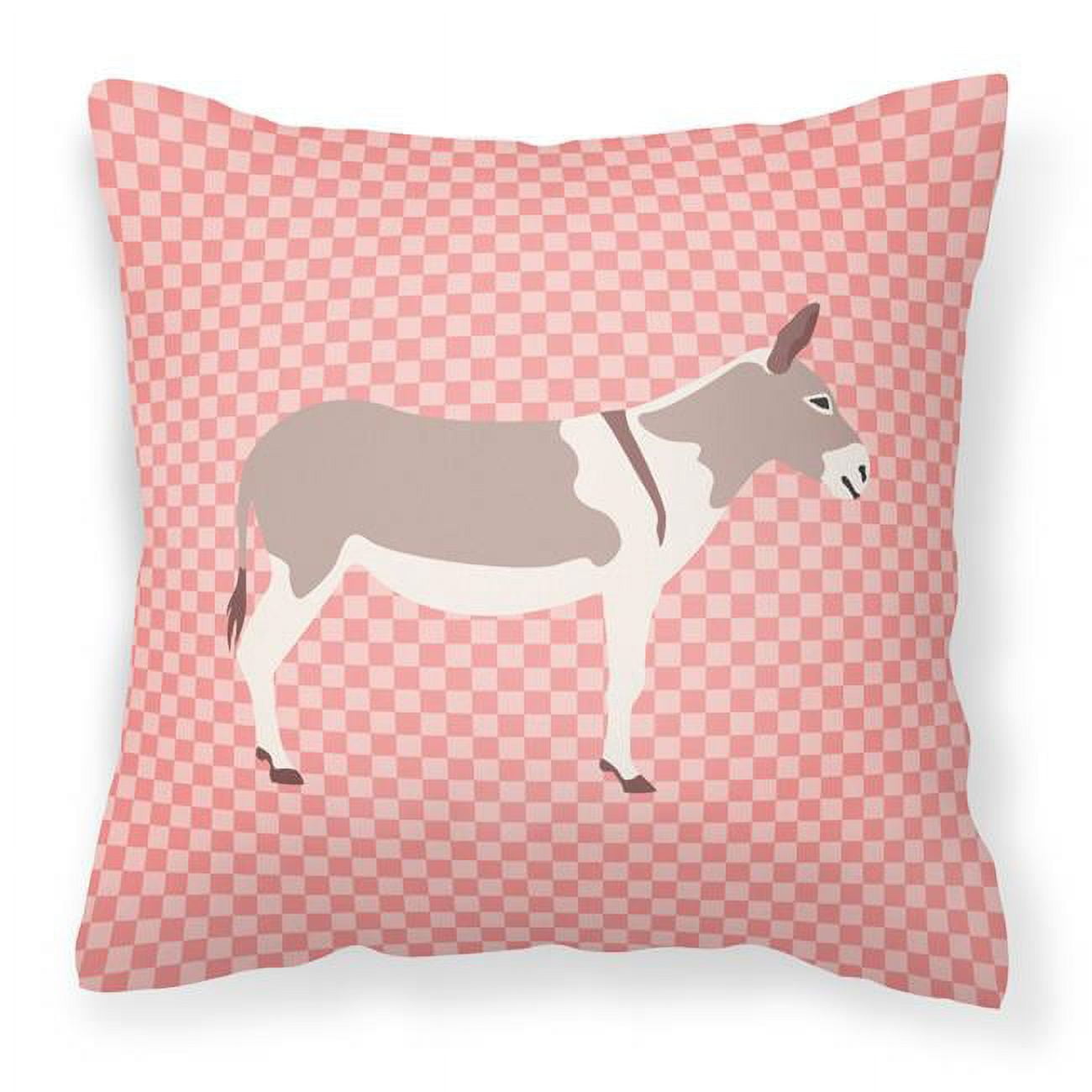 Australian Teamster Donkey Pink Check Fabric Decorative Pillow - 18 x 18 in.