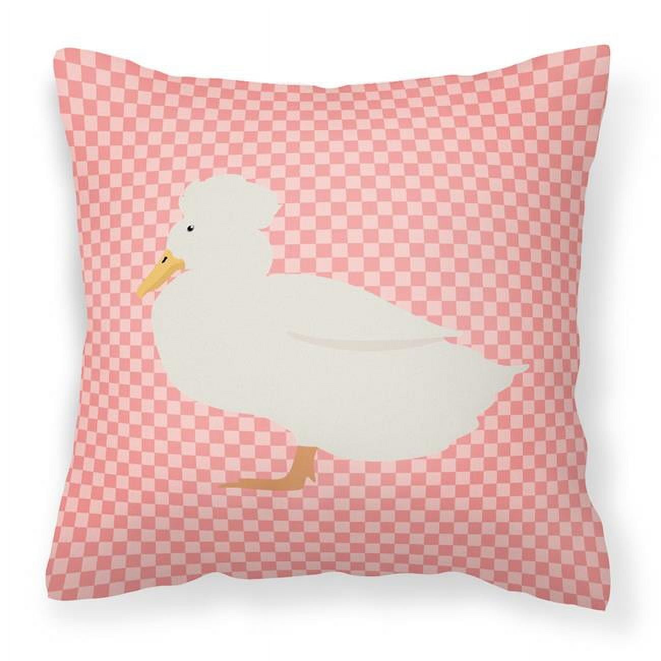 Crested Duck Pink Check Fabric Decorative Pillow - 18 x 18 in.