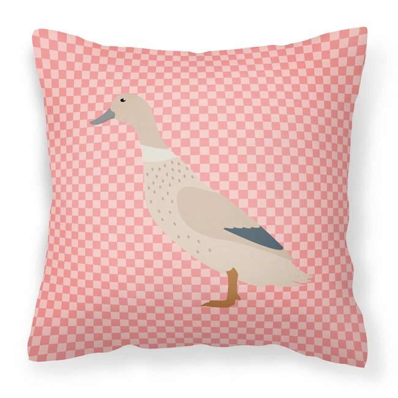West Harlequin Duck Pink Check Fabric Decorative Pillow - 18 x 18 in.