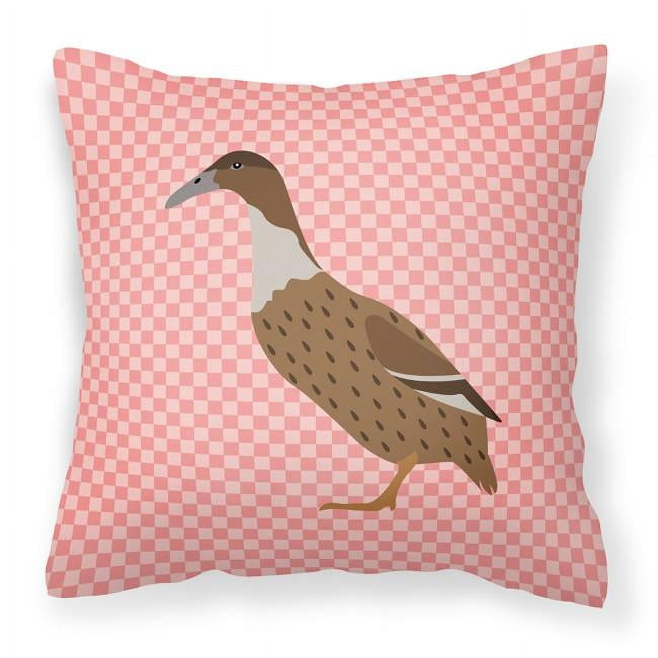 Dutch Hook Bill Duck Pink Check Fabric Decorative Pillow - 18 x 18 in.