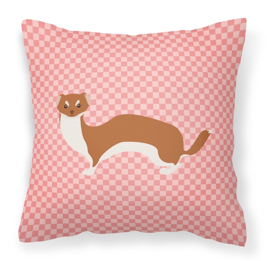 Weasel Pink Check Fabric Decorative Pillow - 18 x 18 in.