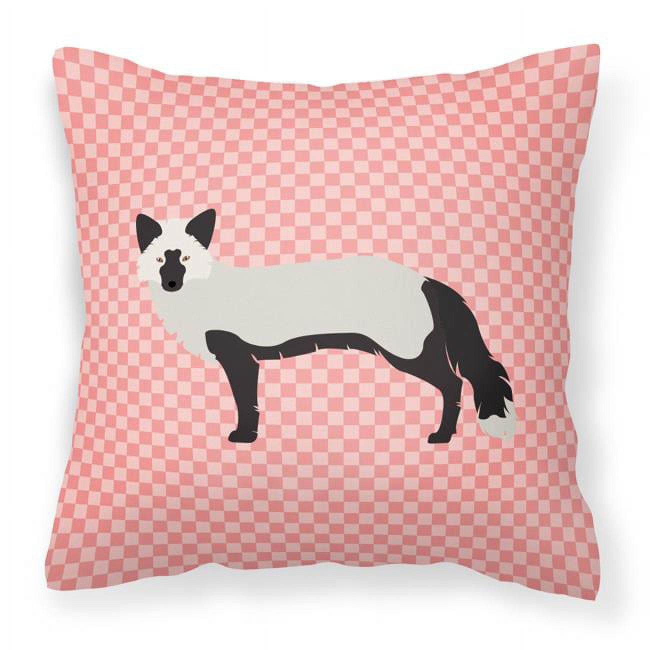 Silver Fox Pink Check Fabric Decorative Pillow - 18 x 18 in.