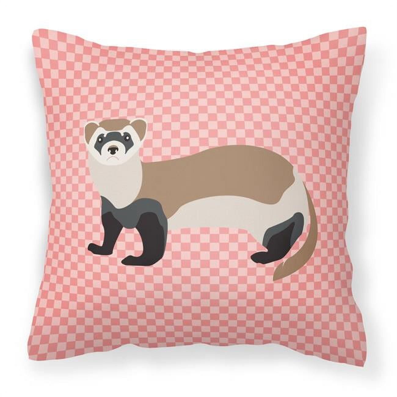 Ferret Pink Check Fabric Decorative Pillow - 18 x 18 in.