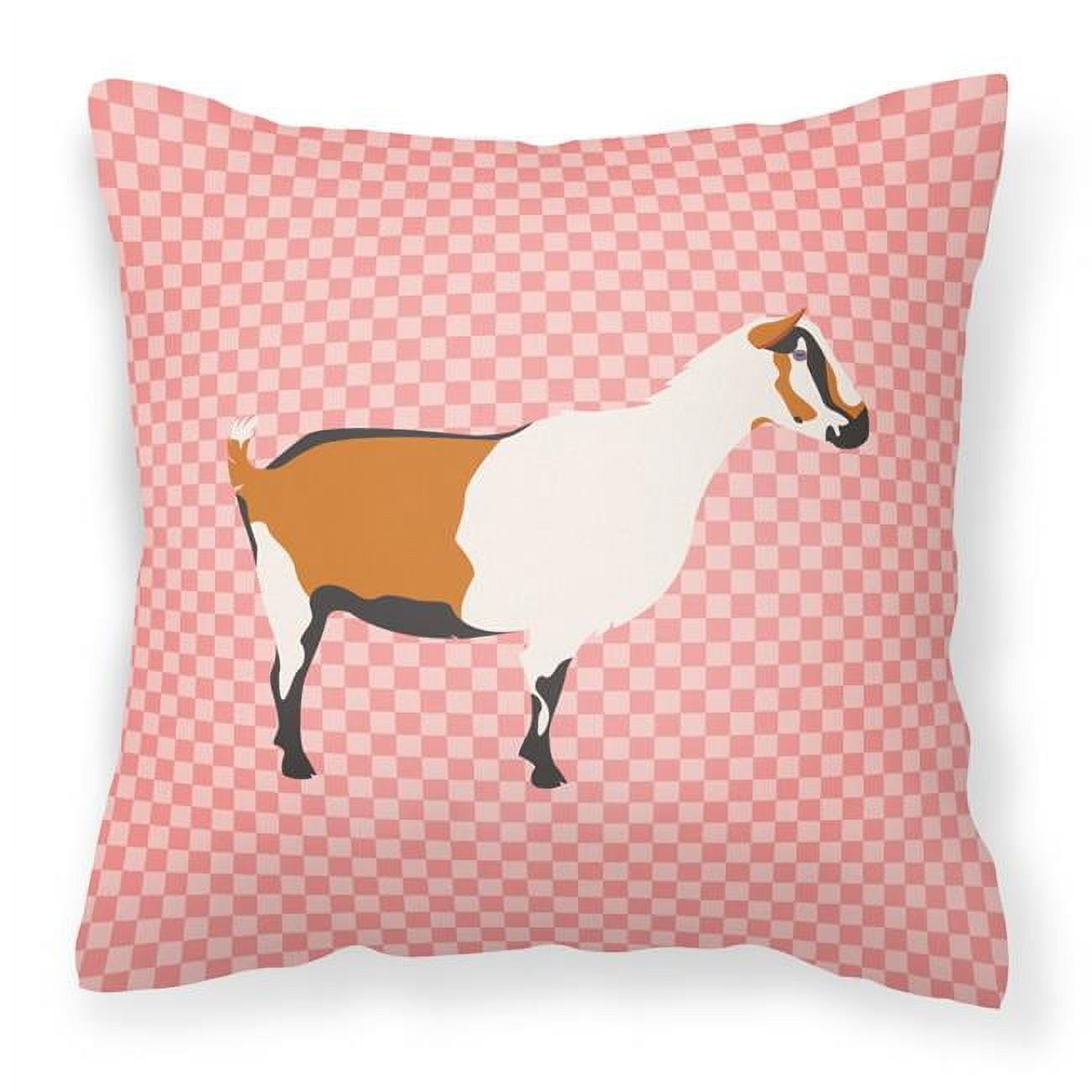 Alpine Goat Pink Check Fabric Decorative Pillow - 18 x 18 in.