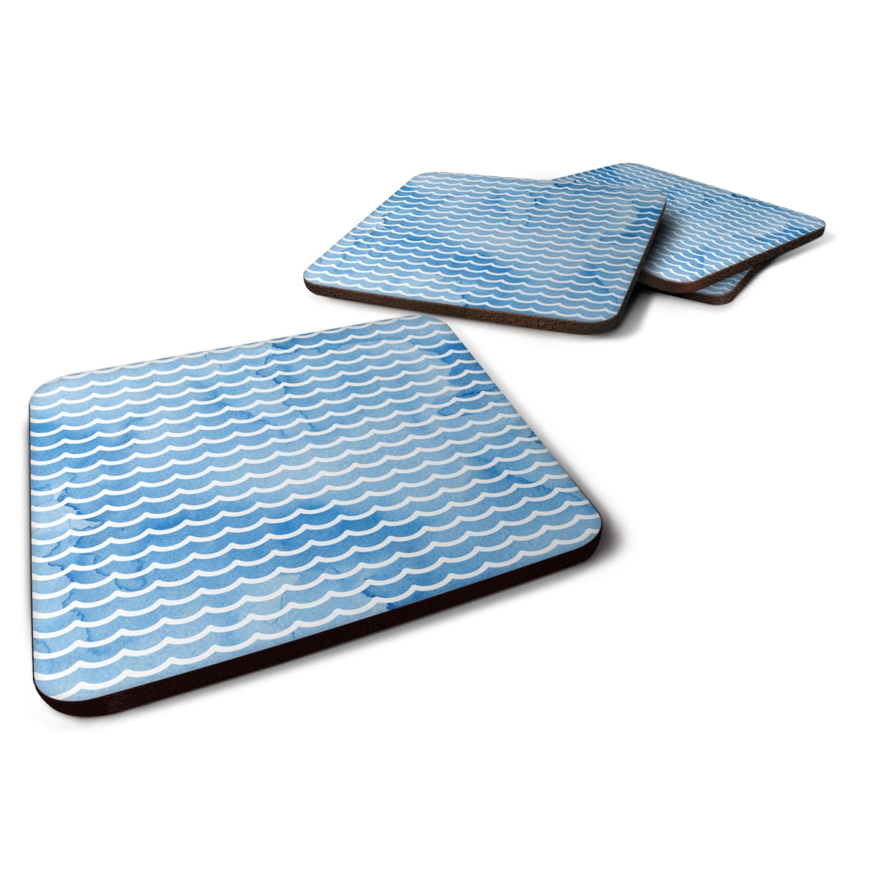 Beach Watercolor Waves Foam Coaster, Set of 4