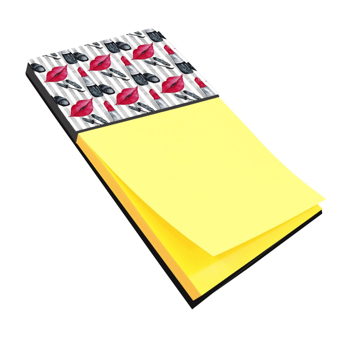 BB7512SN Watercolor Lipstick & Grey Stripes Sticky Note Holder