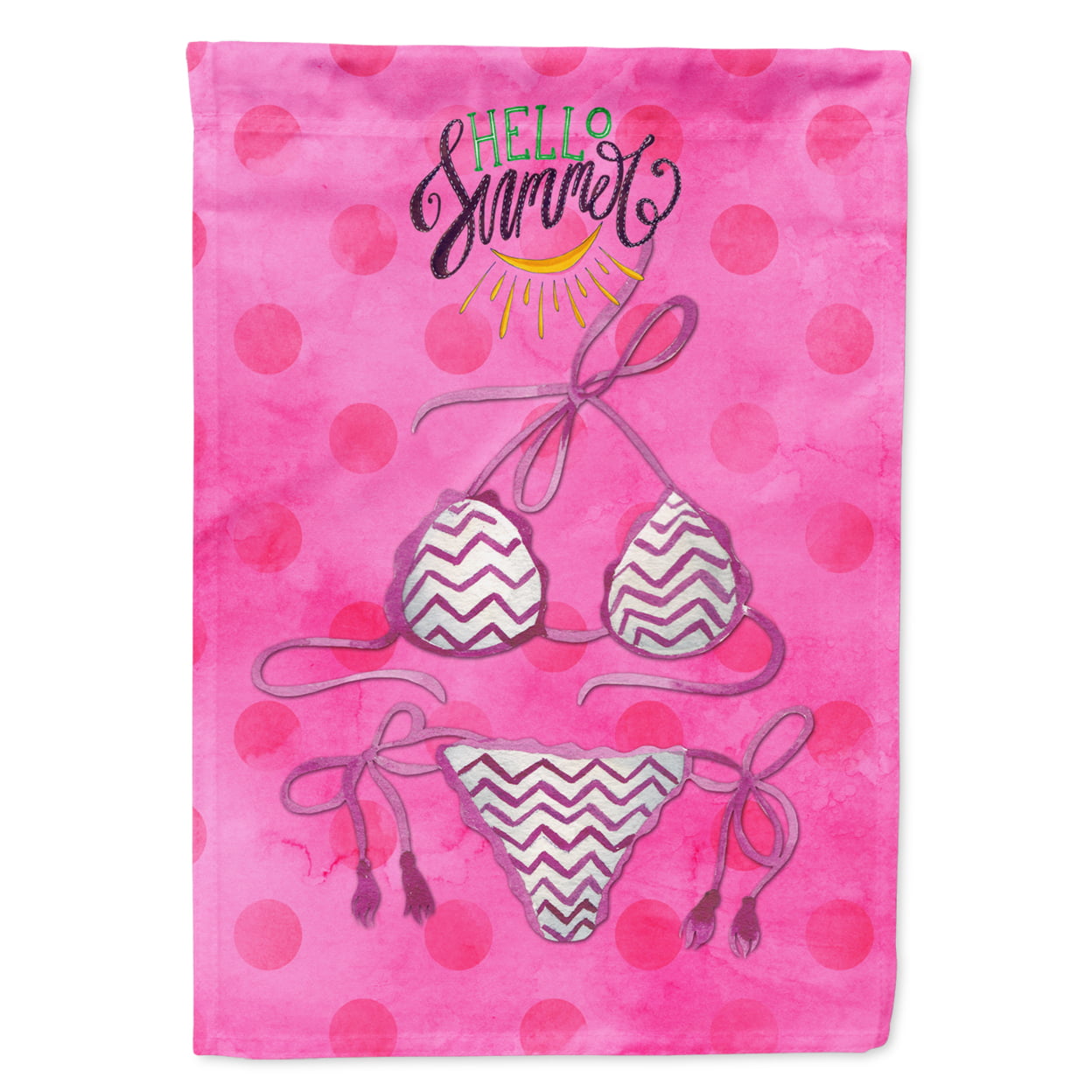 BB8204GF Bikini Swimsuit Pink Polkadot Flag, Garden Size