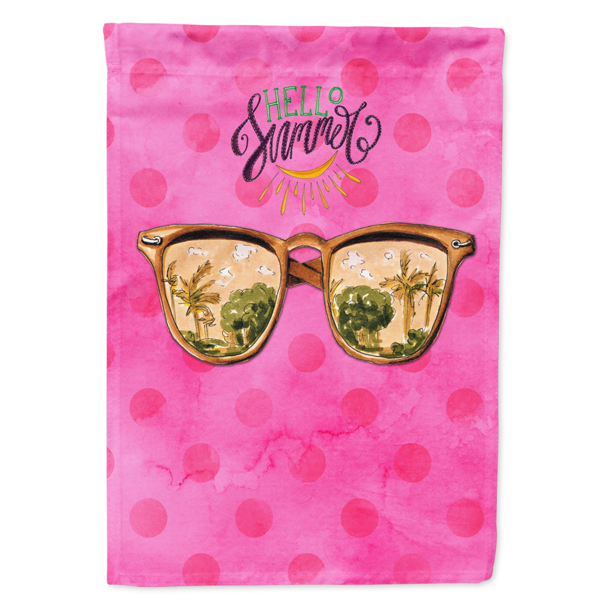 BB8209GF Beach Sunglasses Pink Polkadot Flag, Garden Size