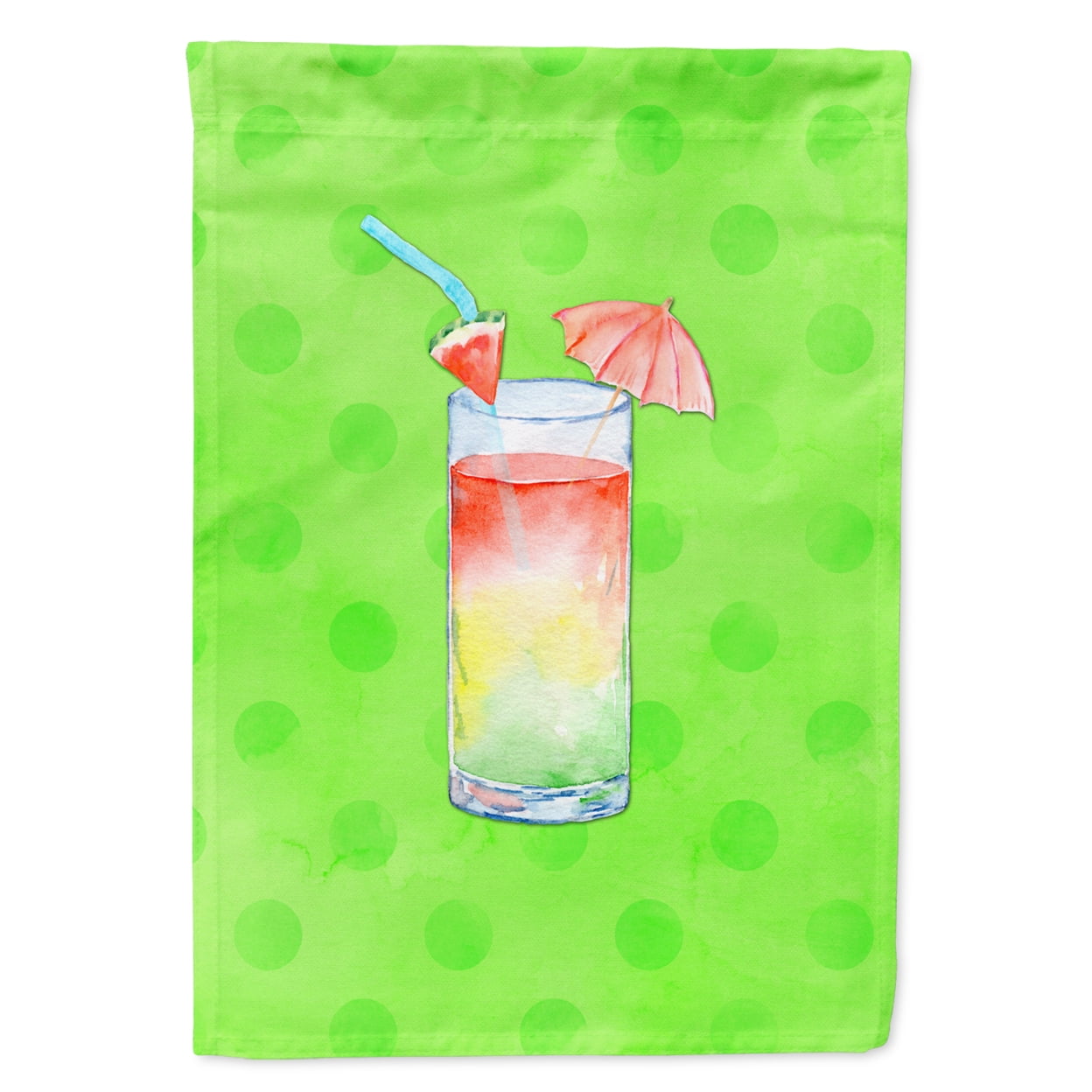 Umberella Cocktail Green Polkadot Flag - Garden Size