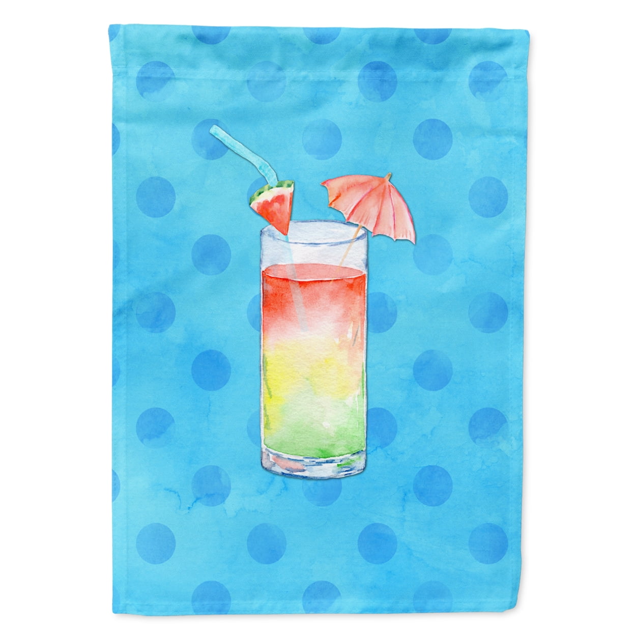 Umberella Cocktail Blue Polkadot Flag - Garden Size