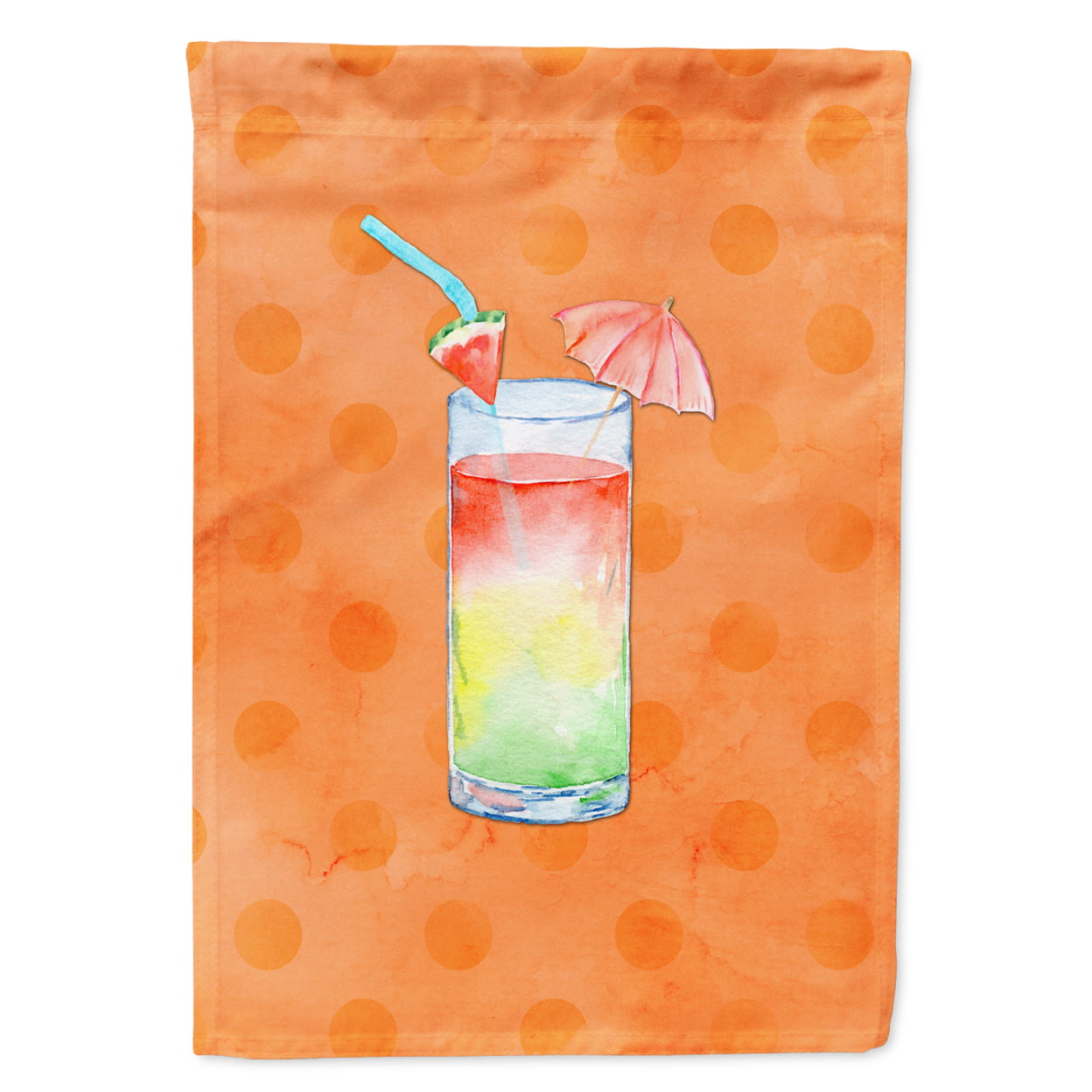 Umberella Cocktail Orange Polkadot Flag - Garden Size