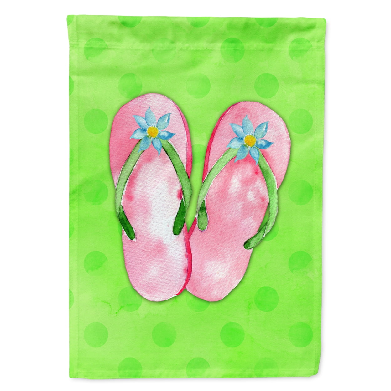 Pink Flip Flops Green Polkadot Flag - Garden Size