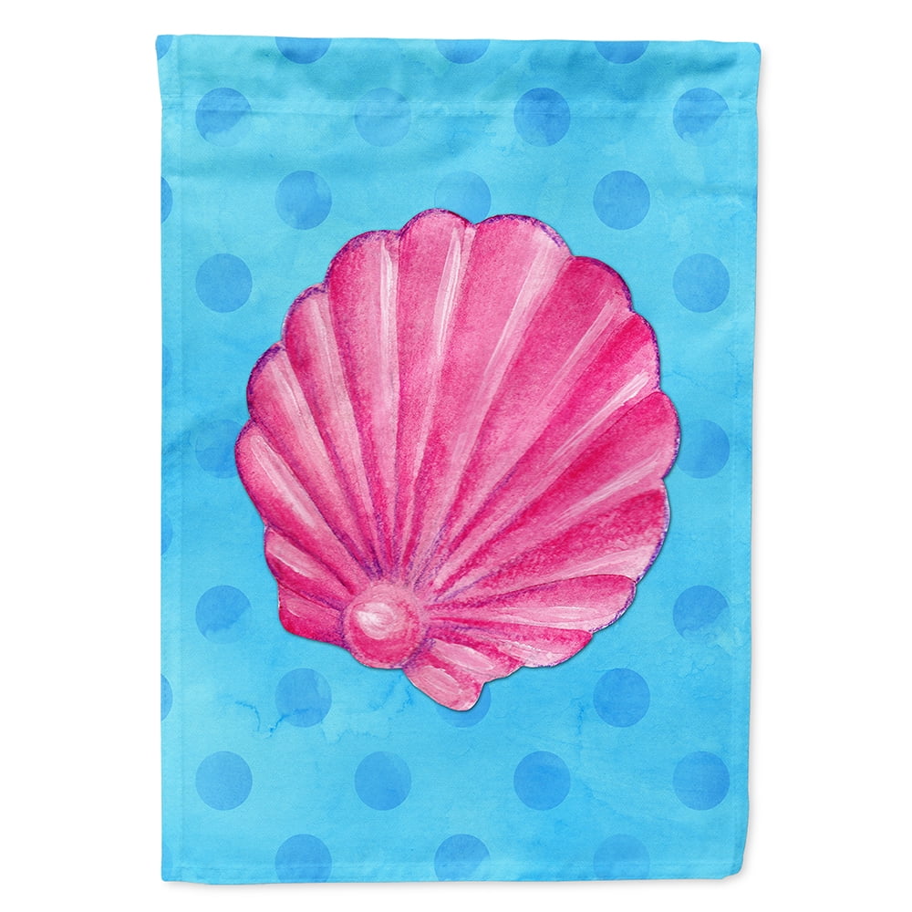 Pink Sea Shell Blue Polkadot Flag - Garden Size