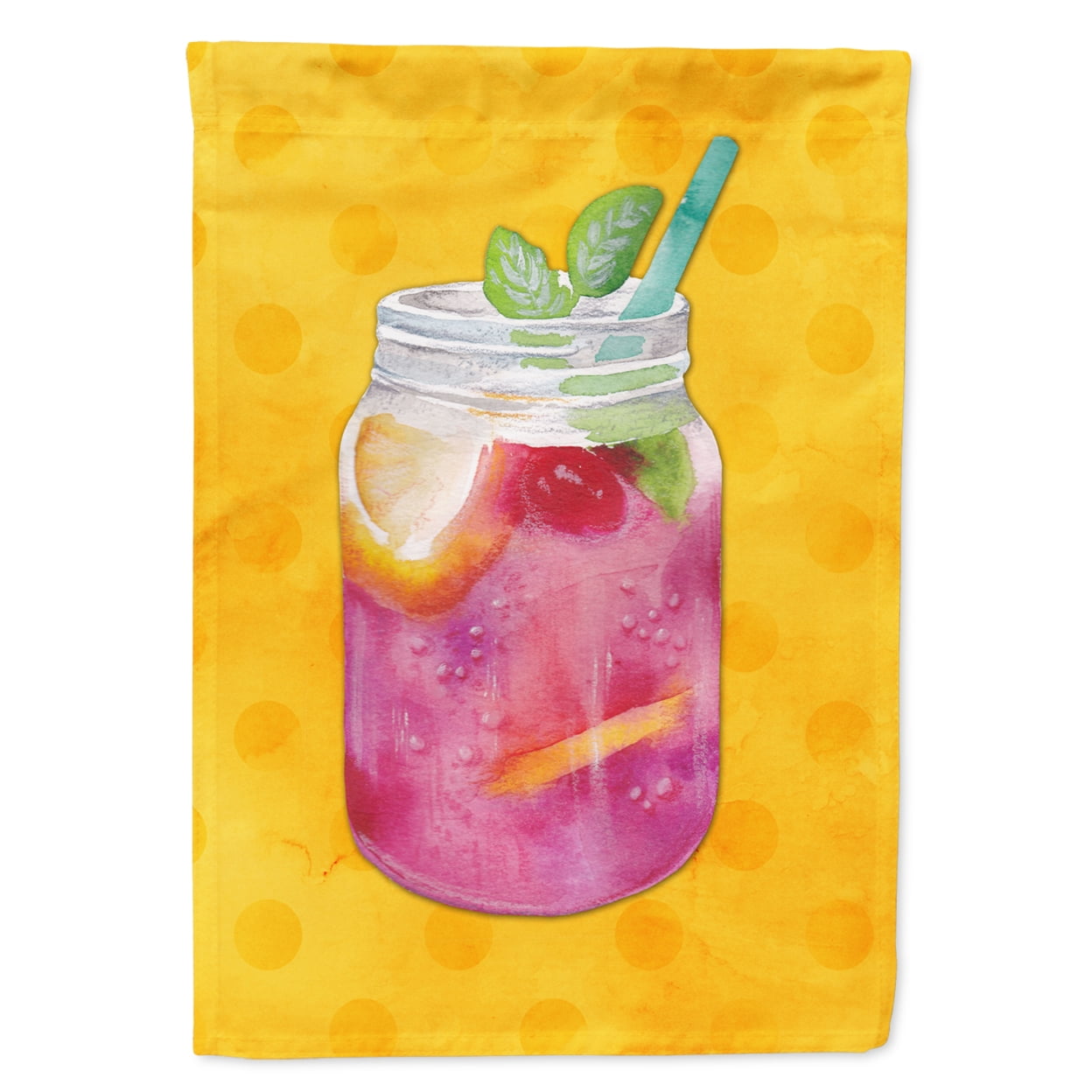 Mason Jar Cocktail Yellow Polkadot Flag - Garden Size