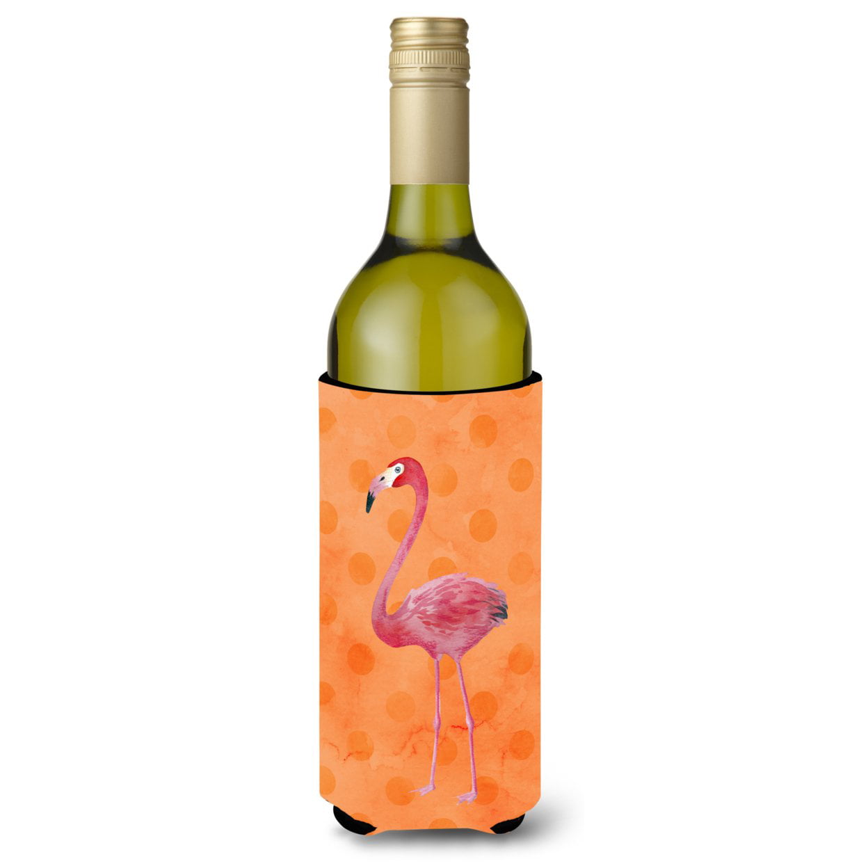 Flamingo Orange Polkadot Wine Bottle Beverge Insulator Hugger - Orange