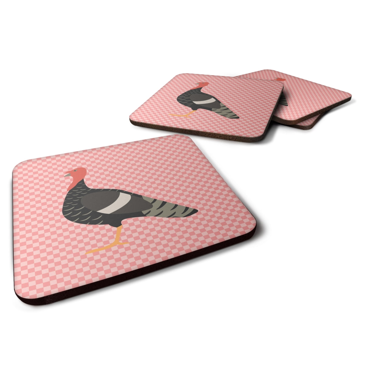 Marragansett Turkey Pink Check Foam Coaster - Pink