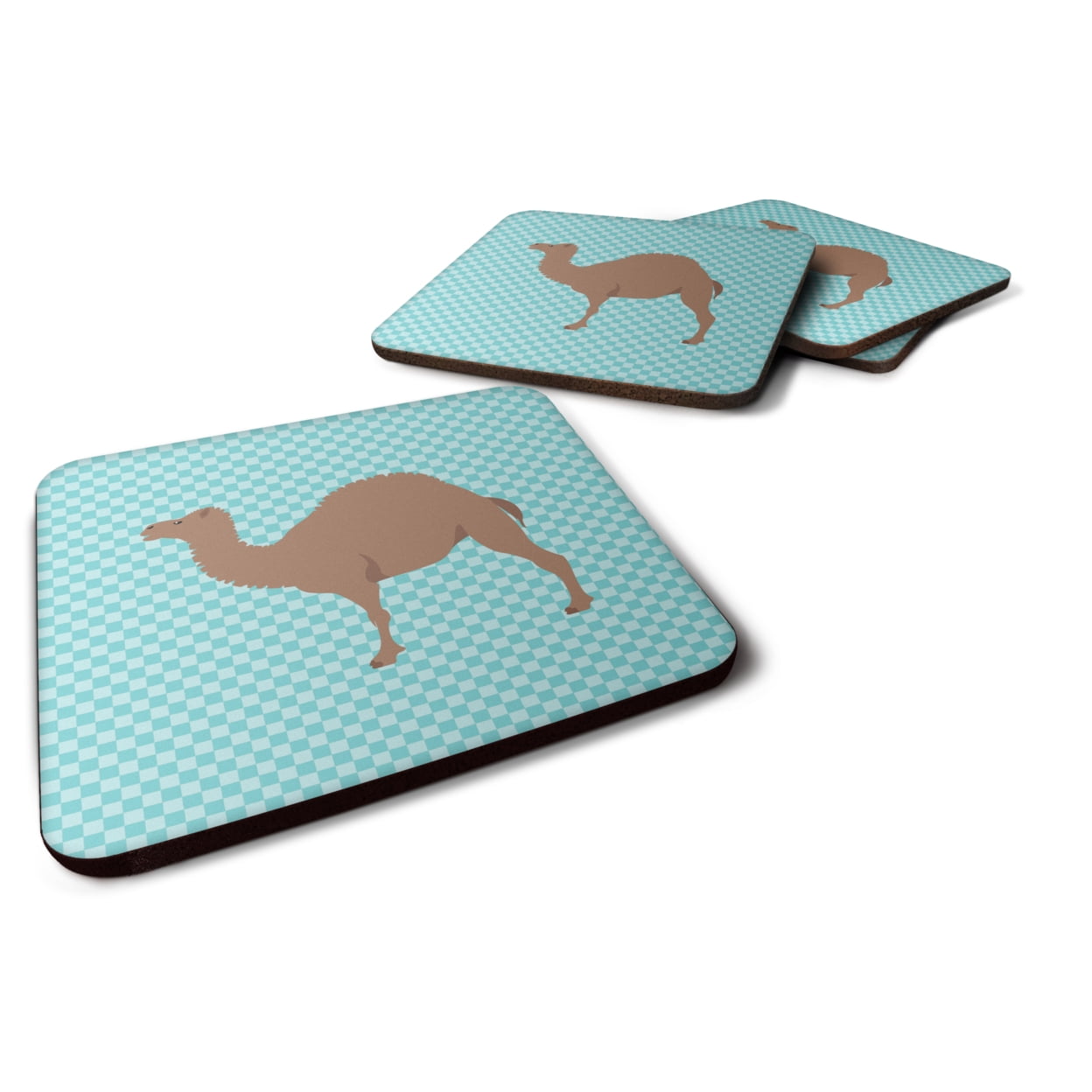 F1 Hybrid Camel Blue Check Foam Coaster, Set of 4
