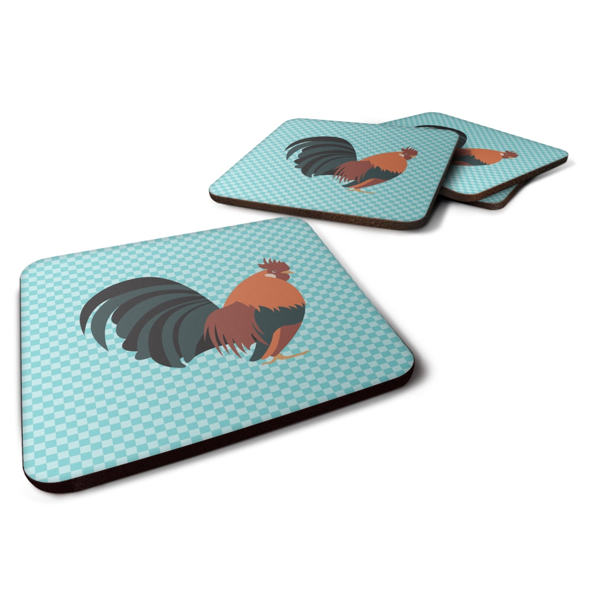 Dutch Bantam Chicken Blue Check Foam Coaster