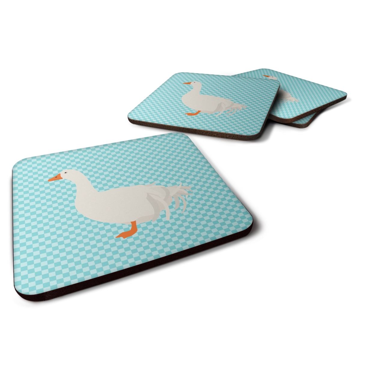 Sebastopol Goose Blue Check Foam Coaster - Blue