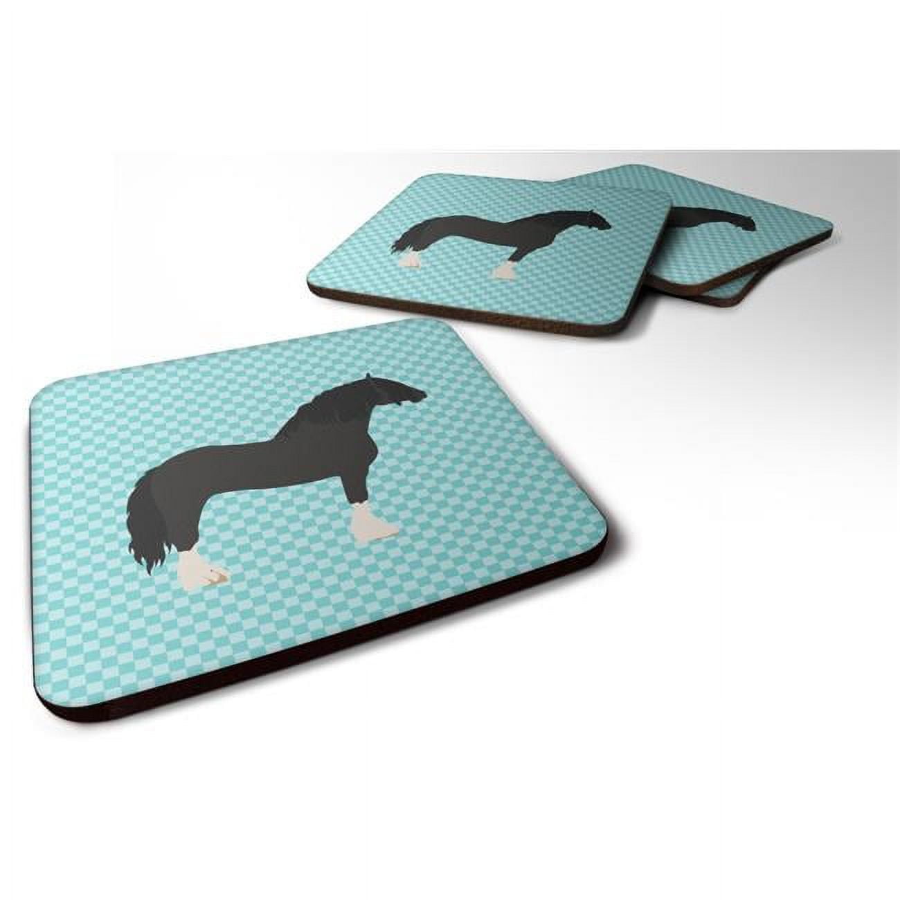 Pomeranian Rogener Goose Blue Check Foam Coaster - Set of 4