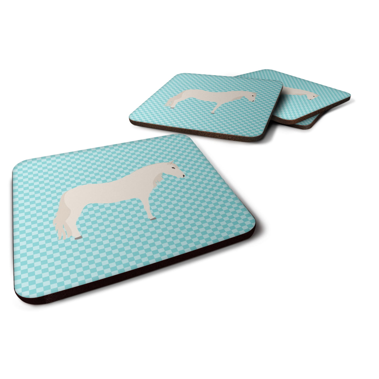 Paso Fino Horse Blue Check Foam Coaster - Blue