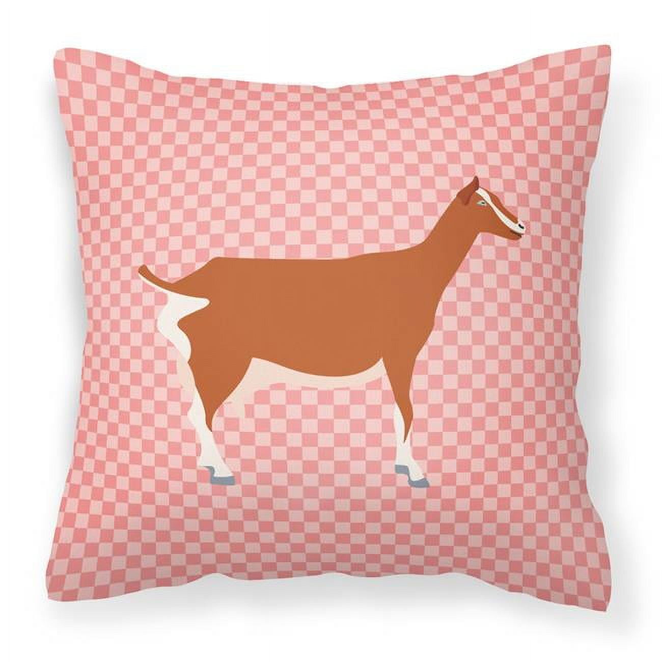 Toggenburger Goat Pink Check Fabric Decorative Pillow