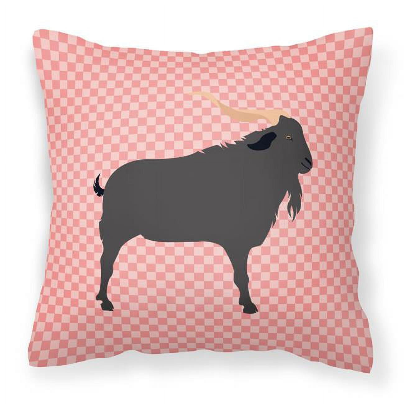Verata Goat Pink Check Fabric Decorative Pillow - 18 x 18 in.