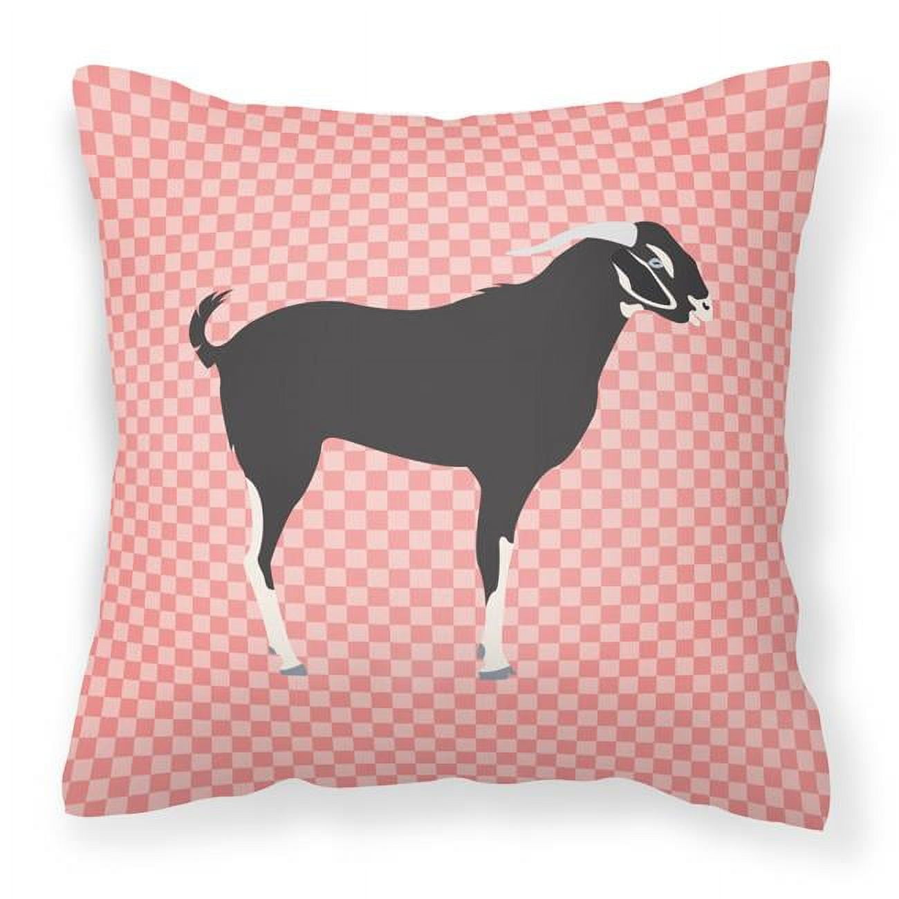 Black Bengal Goat Pink Check Fabric Decorative Pillow - 18 x 18 in.