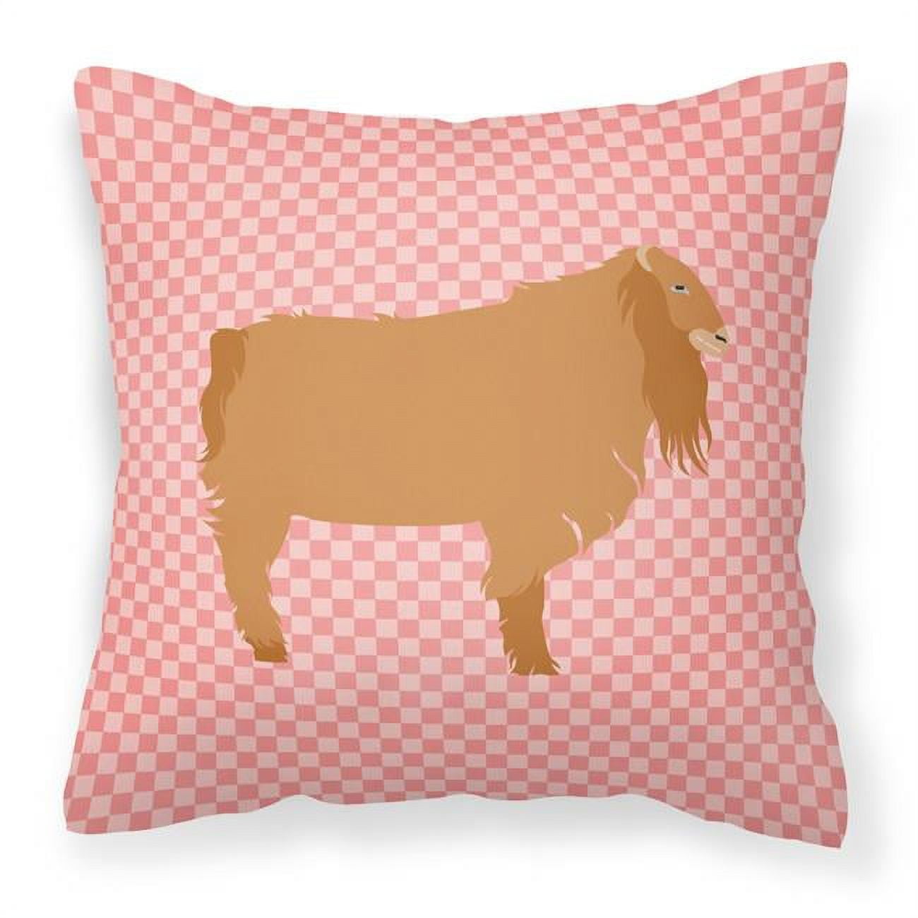 American Lamancha Goat Pink Check Fabric Decorative Pillow - 18 x 18 in.