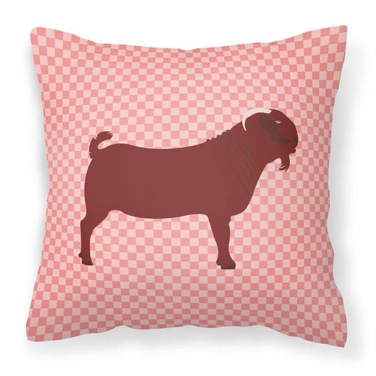 Kalahari Red Goat Pink Check Fabric Decorative Pillow - 18 x 18 in.