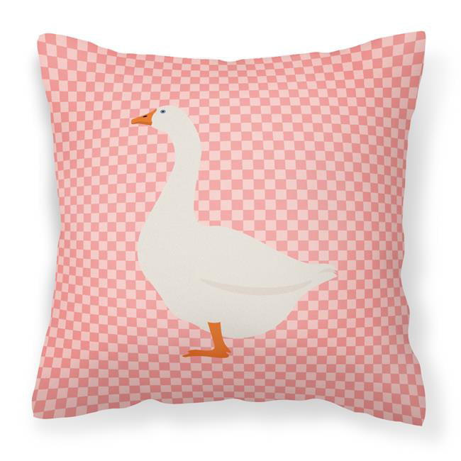Embden Goose Pink Check Fabric Decorative Pillow - 18 x 18 in.