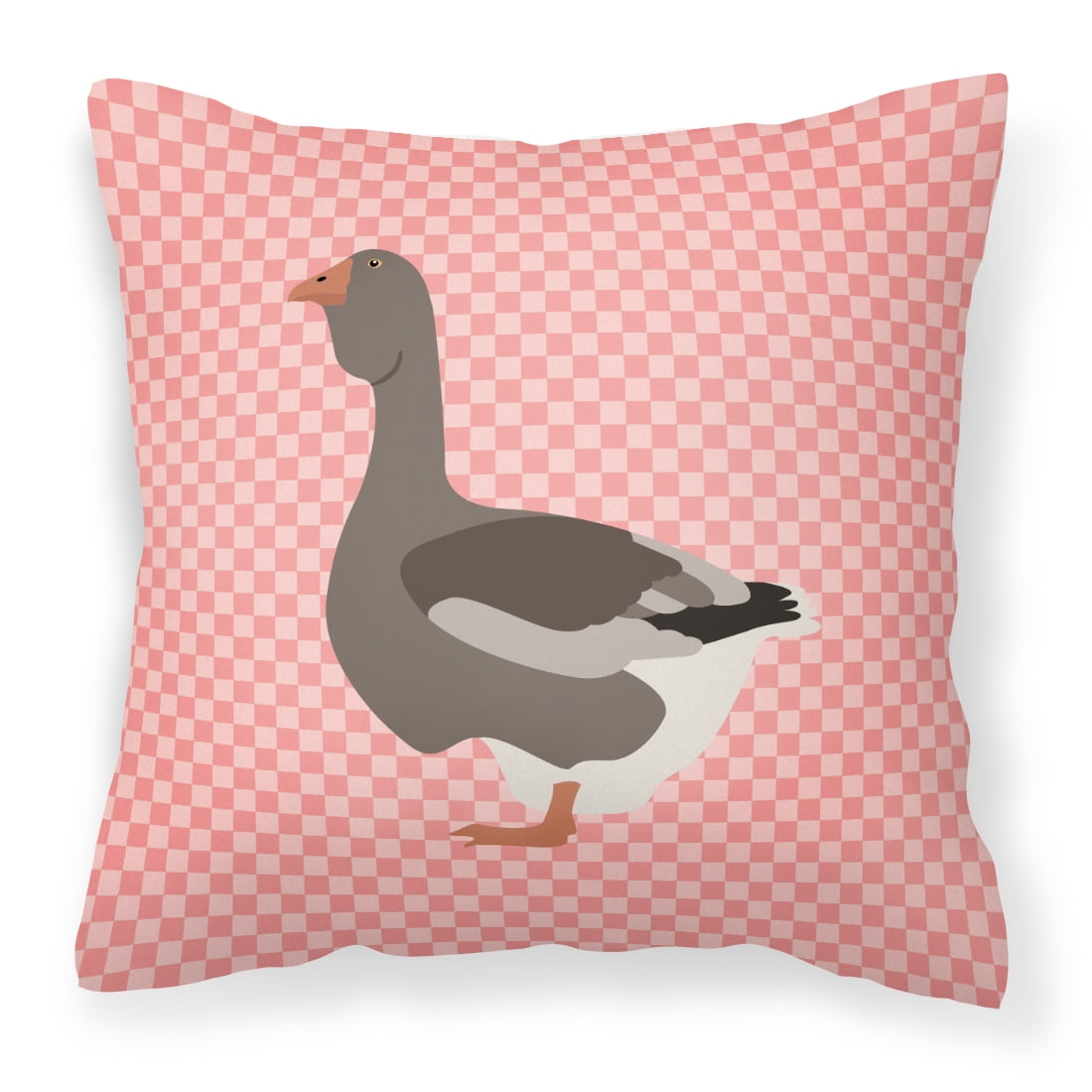 Toulouse Goose Pink Check Fabric Decorative Pillow - 18 x 18 in.