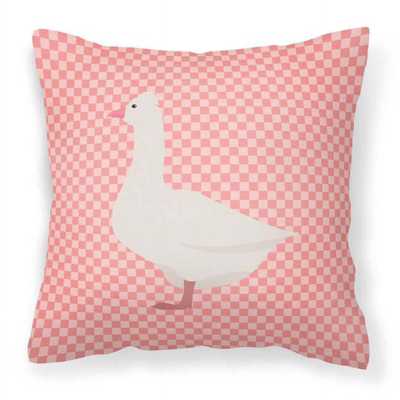 Roman Goose Pink Check Fabric Decorative Pillow - 18 x 18 in.