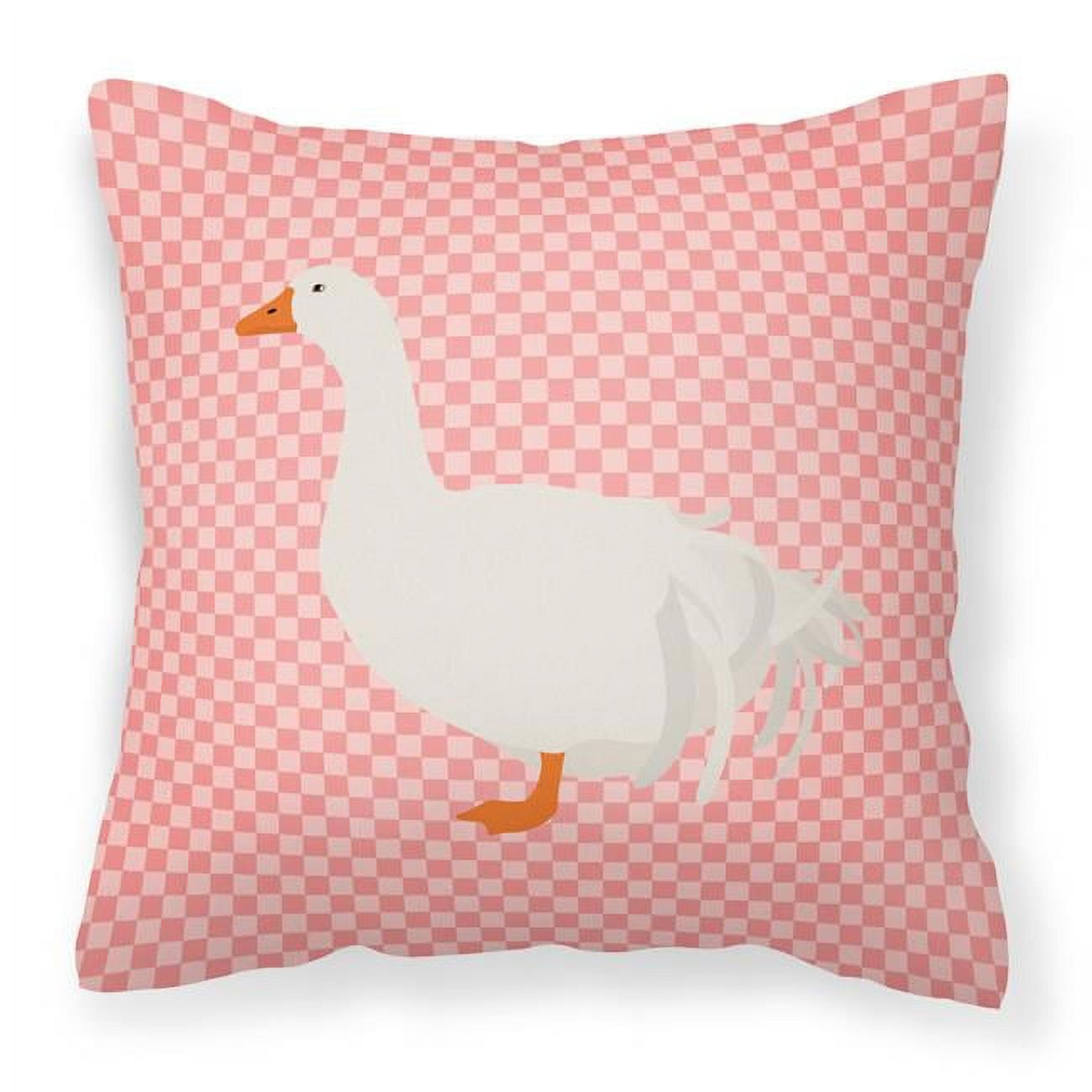 Sebastopol Goose Pink Check Fabric Decorative Pillow - 18 x 18 in.